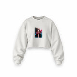 Frida Oversize Crop Sweatshirt – Beyaz