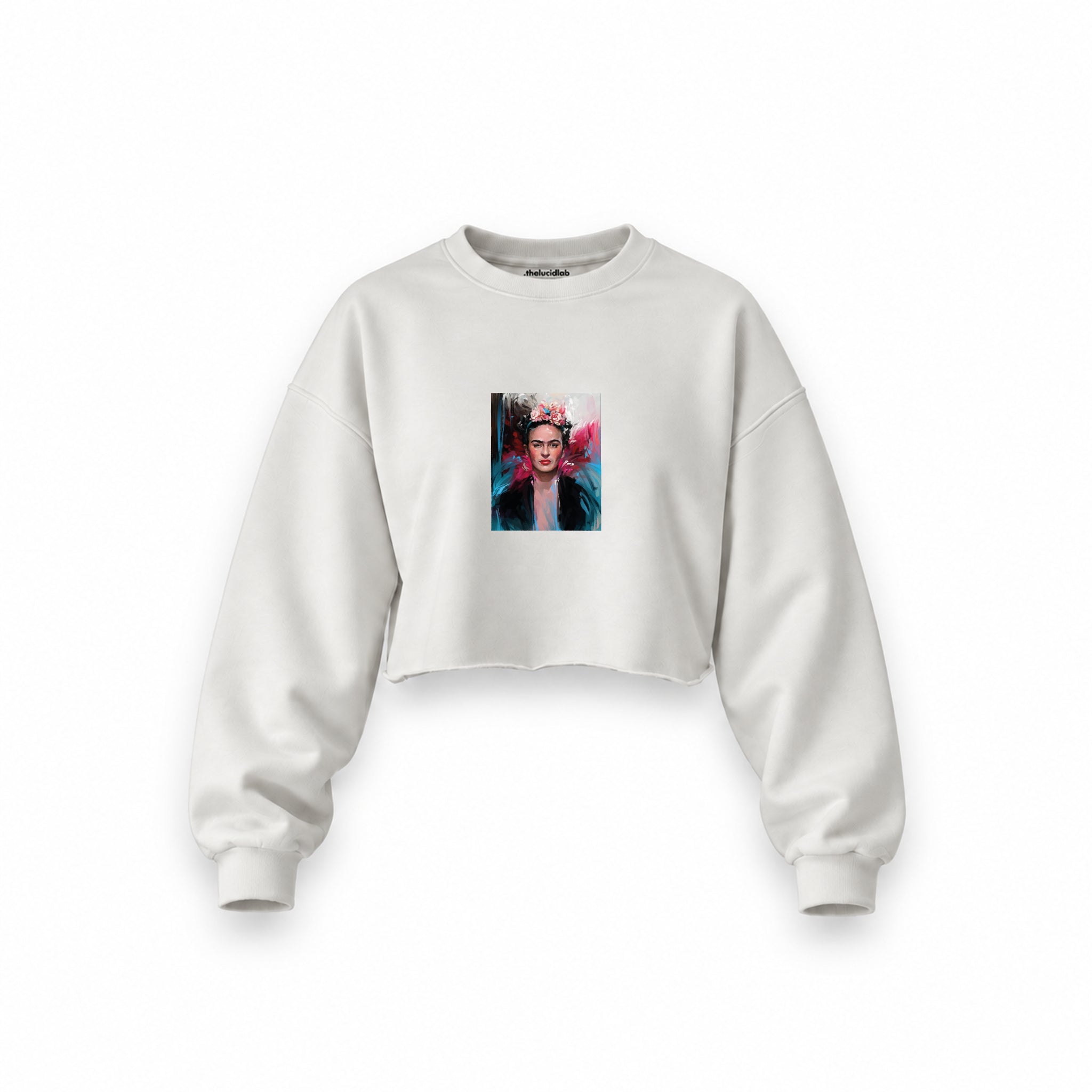 Frida Oversize Crop Sweatshirt – Beyaz