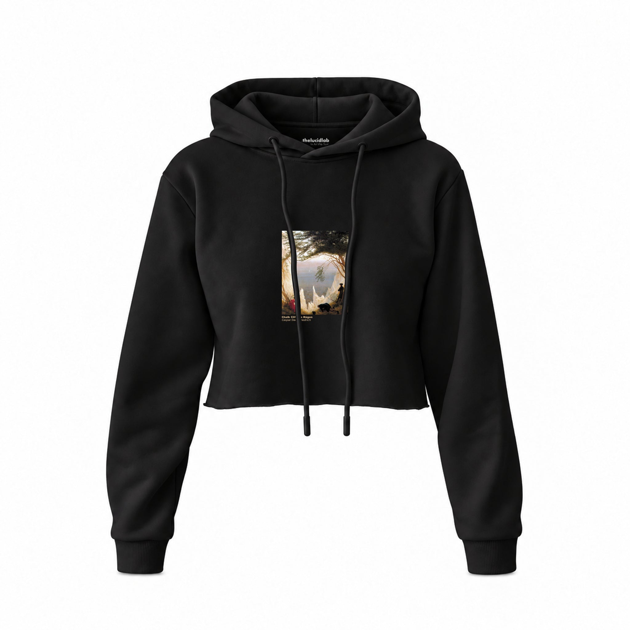 Chalk Cliffs on Rügen Crop Hoodie – Siyah