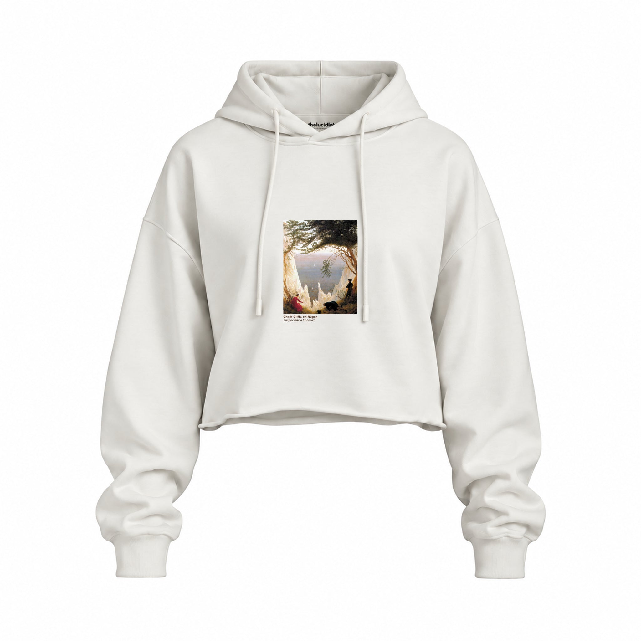 Chalk Cliffs on Rügen Oversize Crop Hoodie – Beyaz