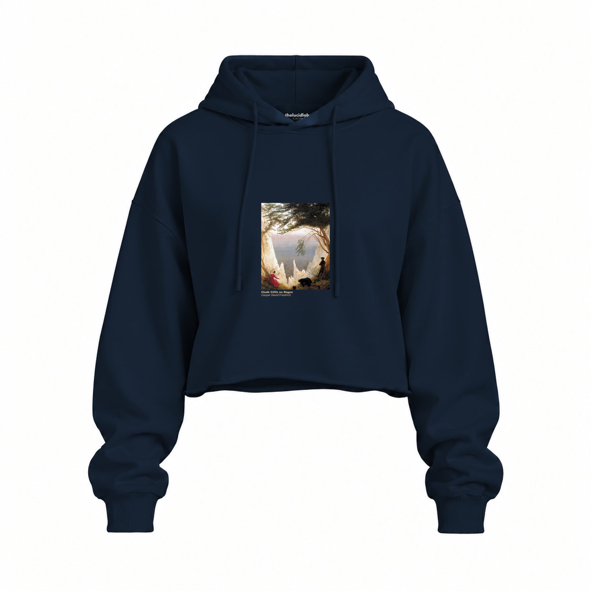 Chalk Cliffs on Rügen Oversize Crop Hoodie – Lacivert