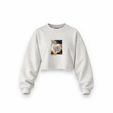 Chalk Cliffs on Rügen Oversize Crop Sweatshirt – Beyaz