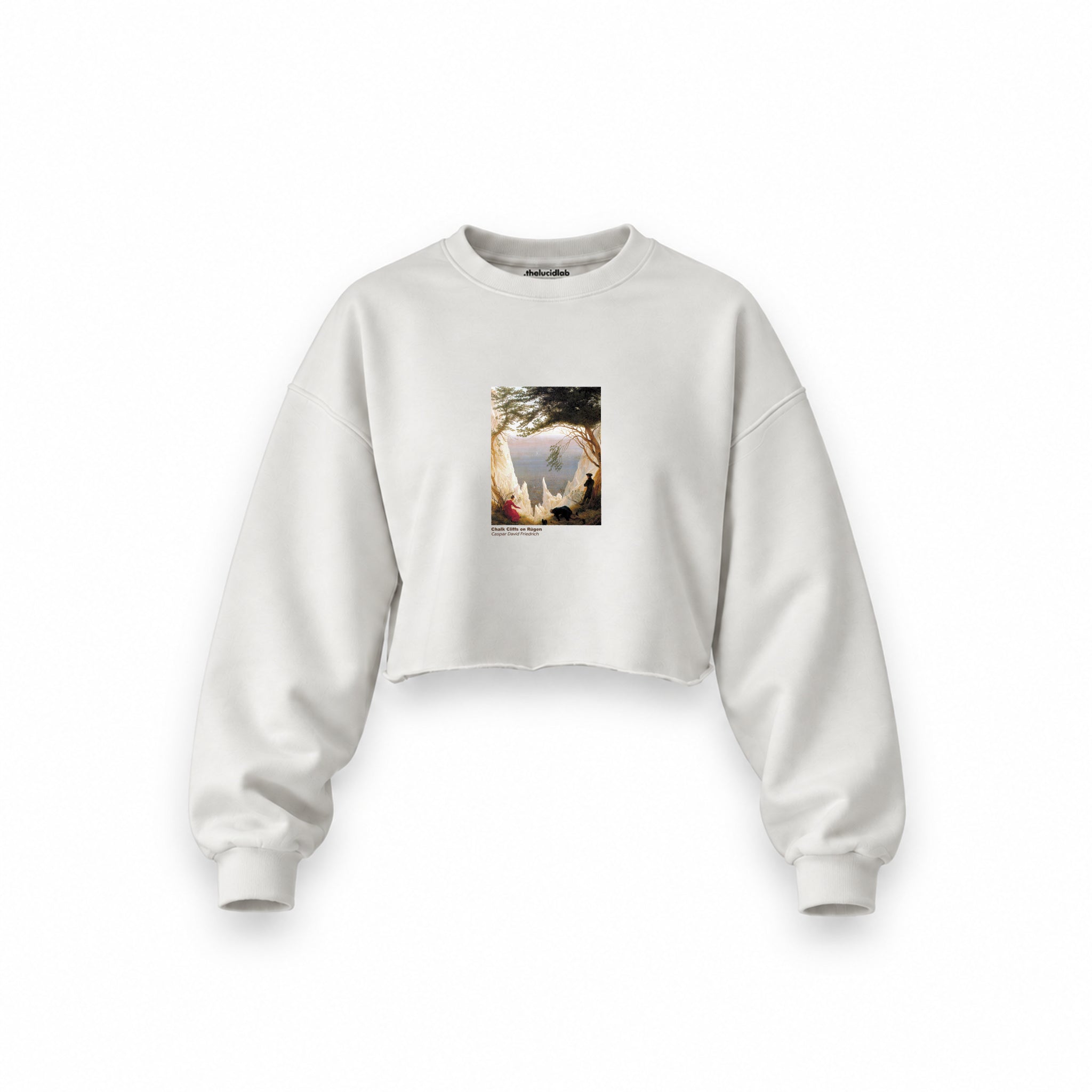 Chalk Cliffs on Rügen Oversize Crop Sweatshirt – Beyaz