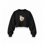 Chalk Cliffs on Rügen Oversize Crop Sweatshirt – Siyah