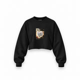 Chalk Cliffs on Rügen Oversize Crop Sweatshirt – Siyah