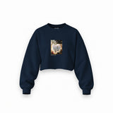 Chalk Cliffs on Rügen Oversize Crop Sweatshirt – Lacivert