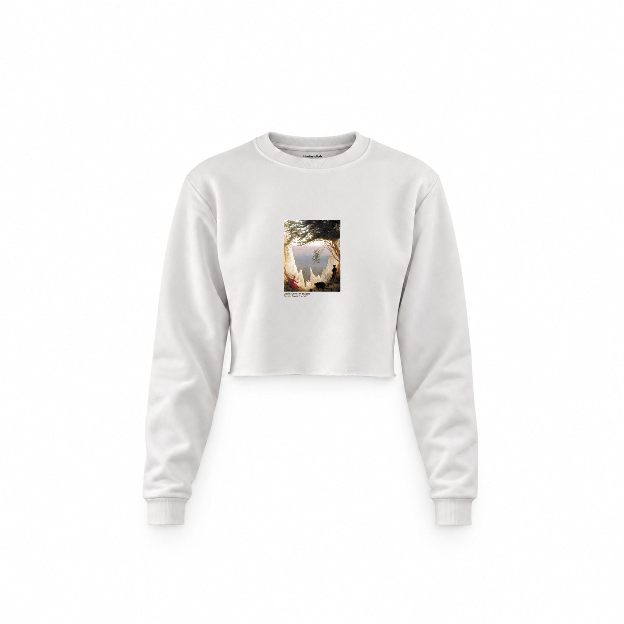 Chalk Cliffs on Rügen Crop Sweatshirt – Beyaz