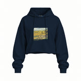 Field with Ploughman and Mill Oversize Crop Hoodie – Lacivert
