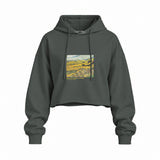 Field with Ploughman and Mill Oversize Crop Hoodie – Antrasit