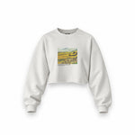 Field with Ploughman and Mill Oversize Crop Sweatshirt – Beyaz