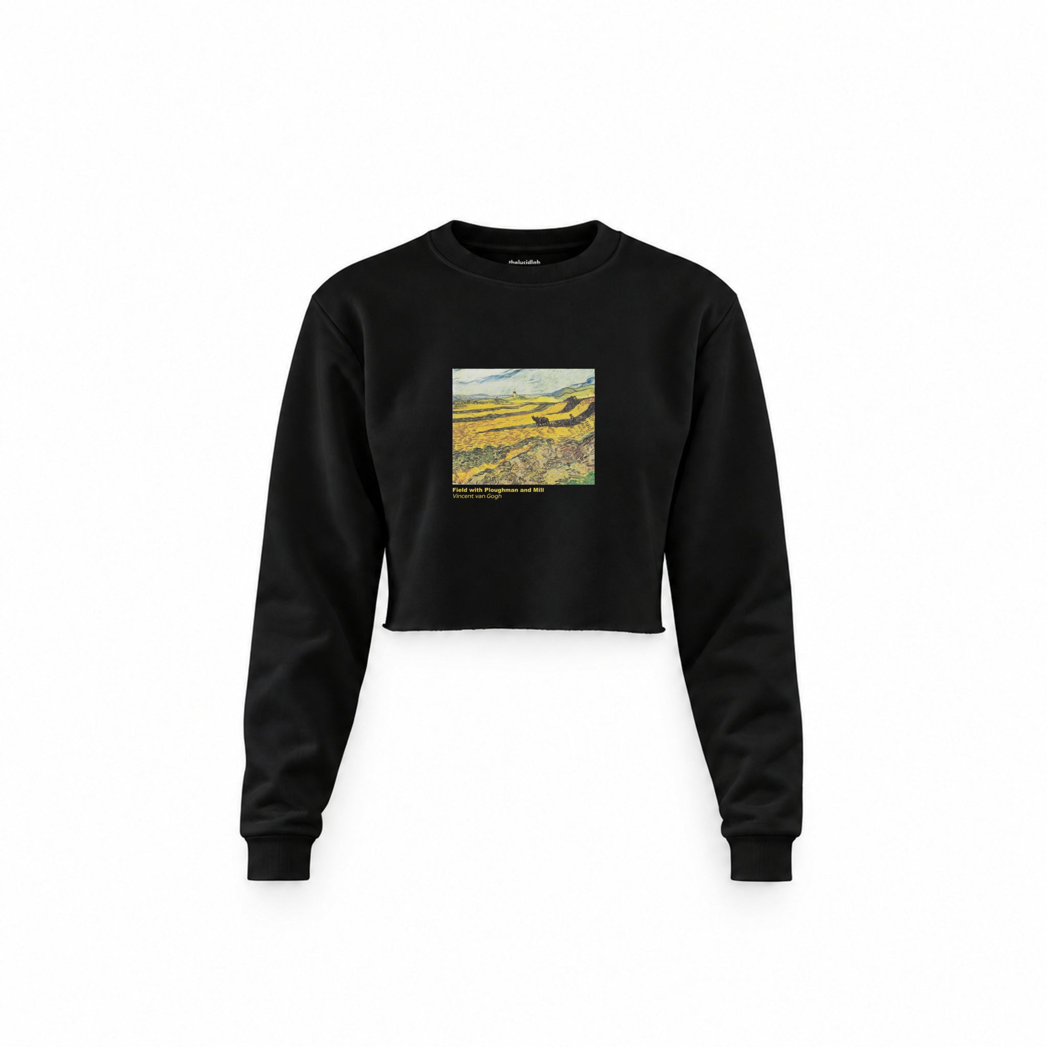 Field with Ploughman and Mill Crop Sweatshirt – Siyah