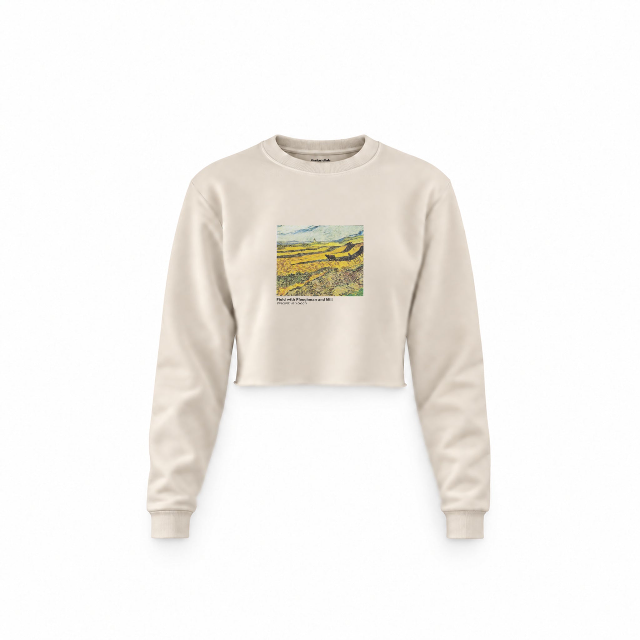 Field with Ploughman and Mill Crop Sweatshirt – Krem