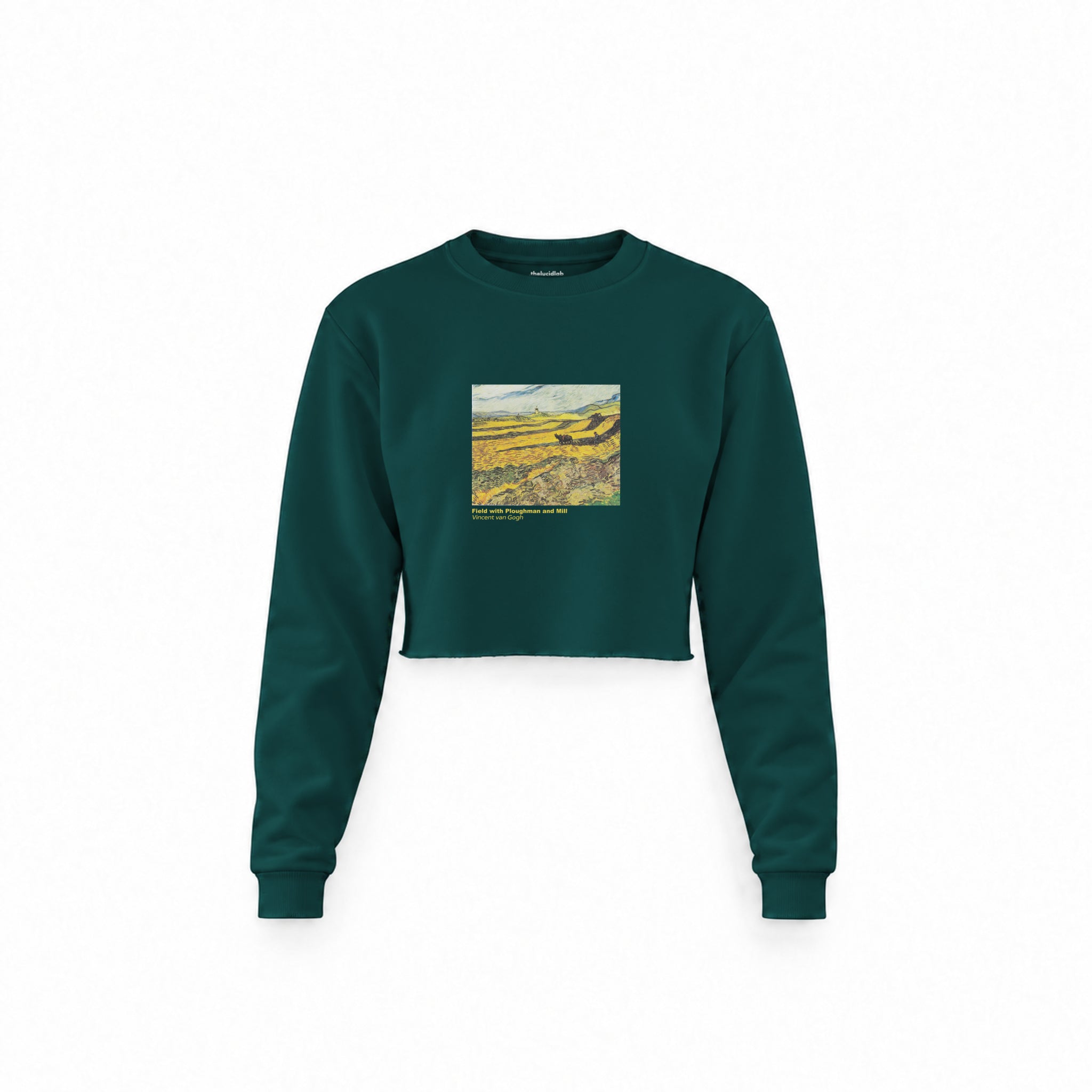 Field with Ploughman and Mill Crop Sweatshirt – Koyu Yeşil