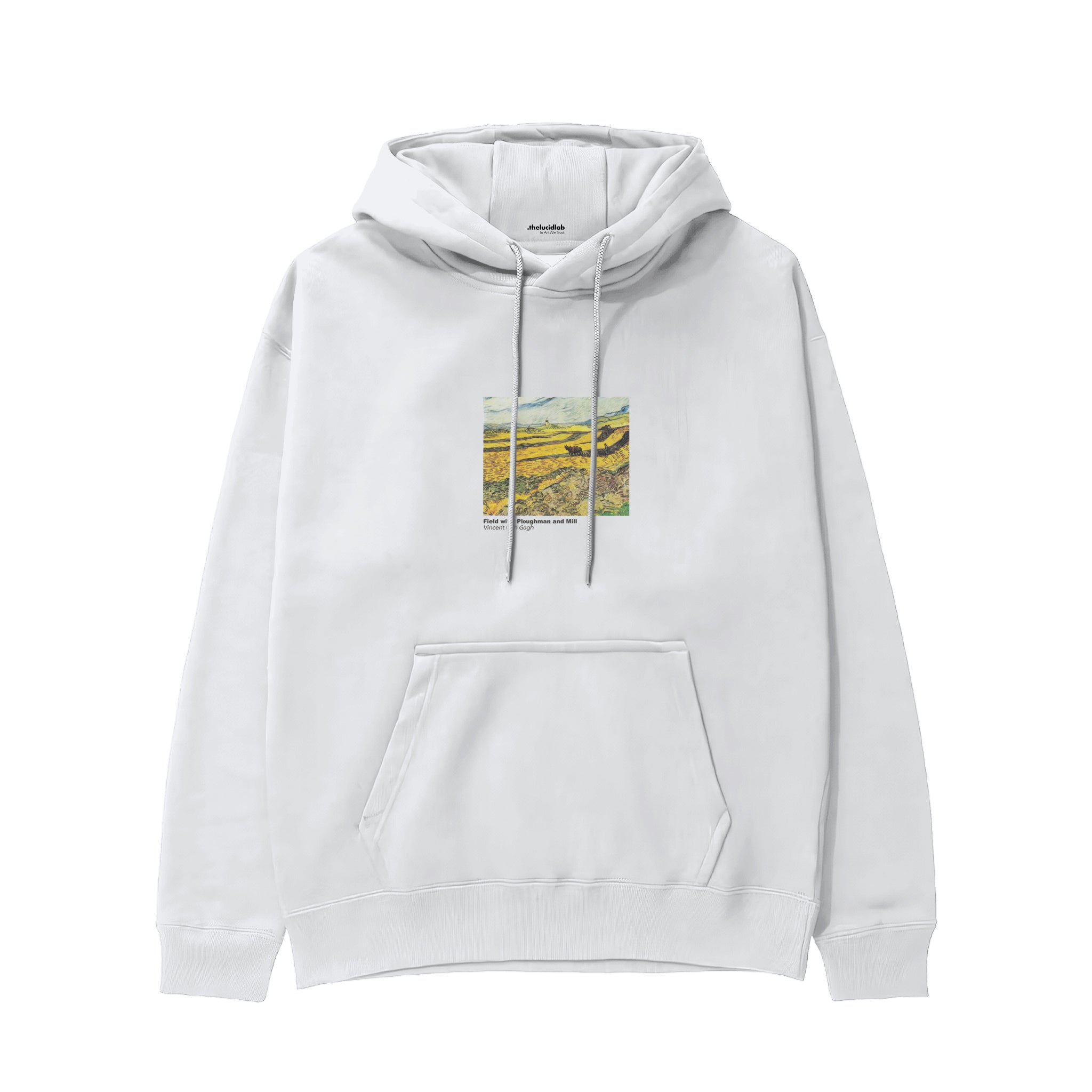 Field with Ploughman and Mill Hoodie – Beyaz