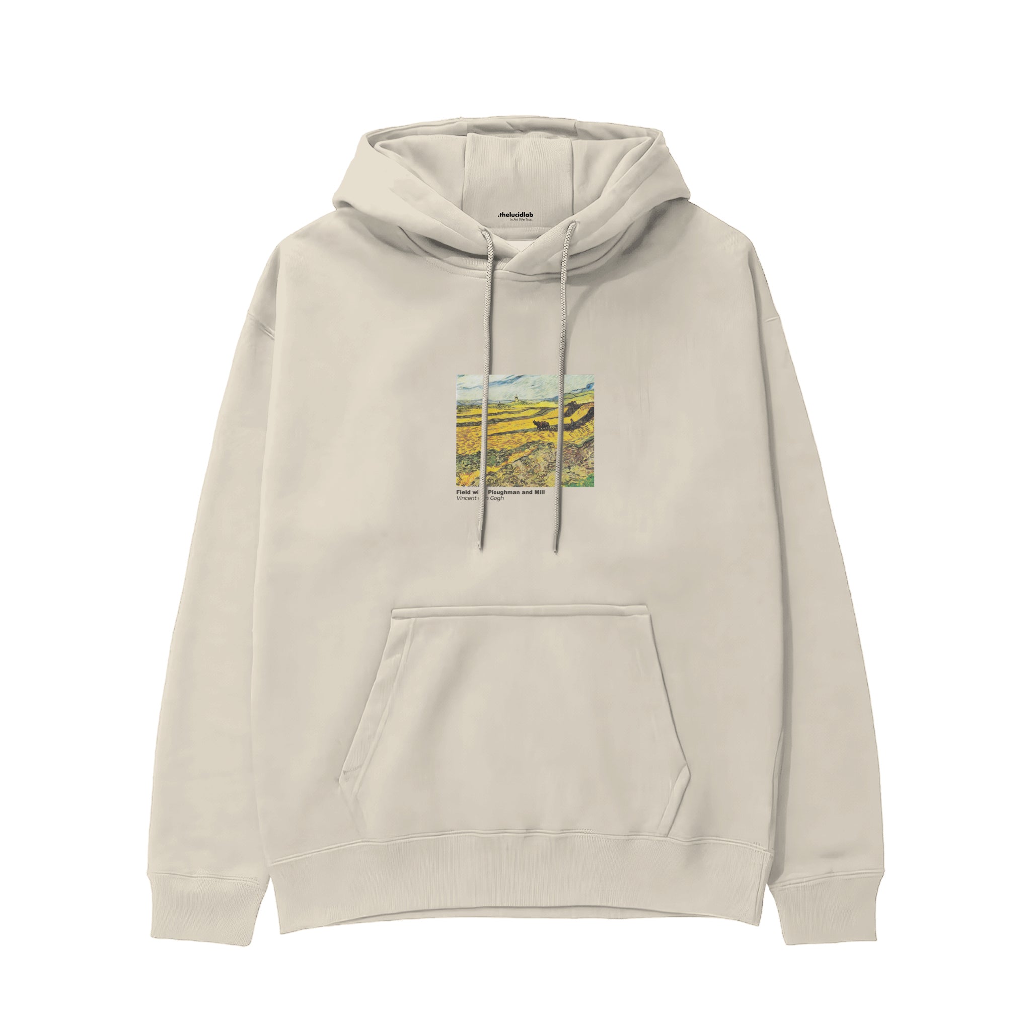 Field with Ploughman and Mill Hoodie – Krem