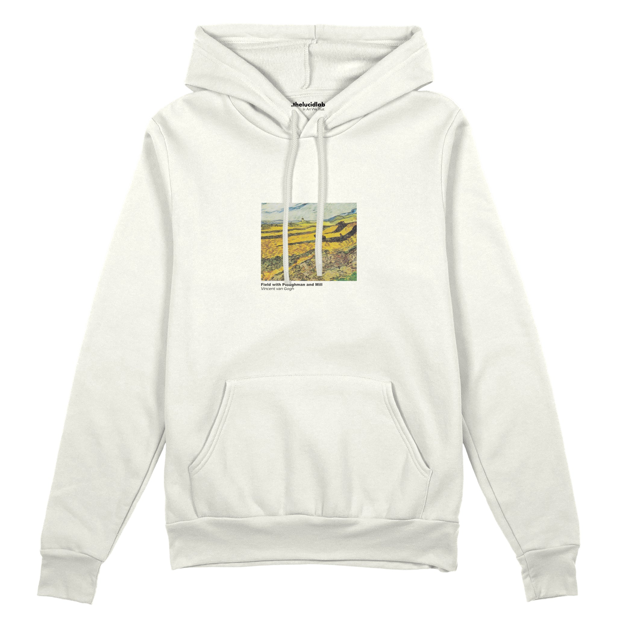 Field with Ploughman and Mill Oversize Hoodie – Beyaz