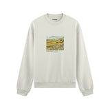 Field with Ploughman and Mill Oversize Sweatshirt – Beyaz