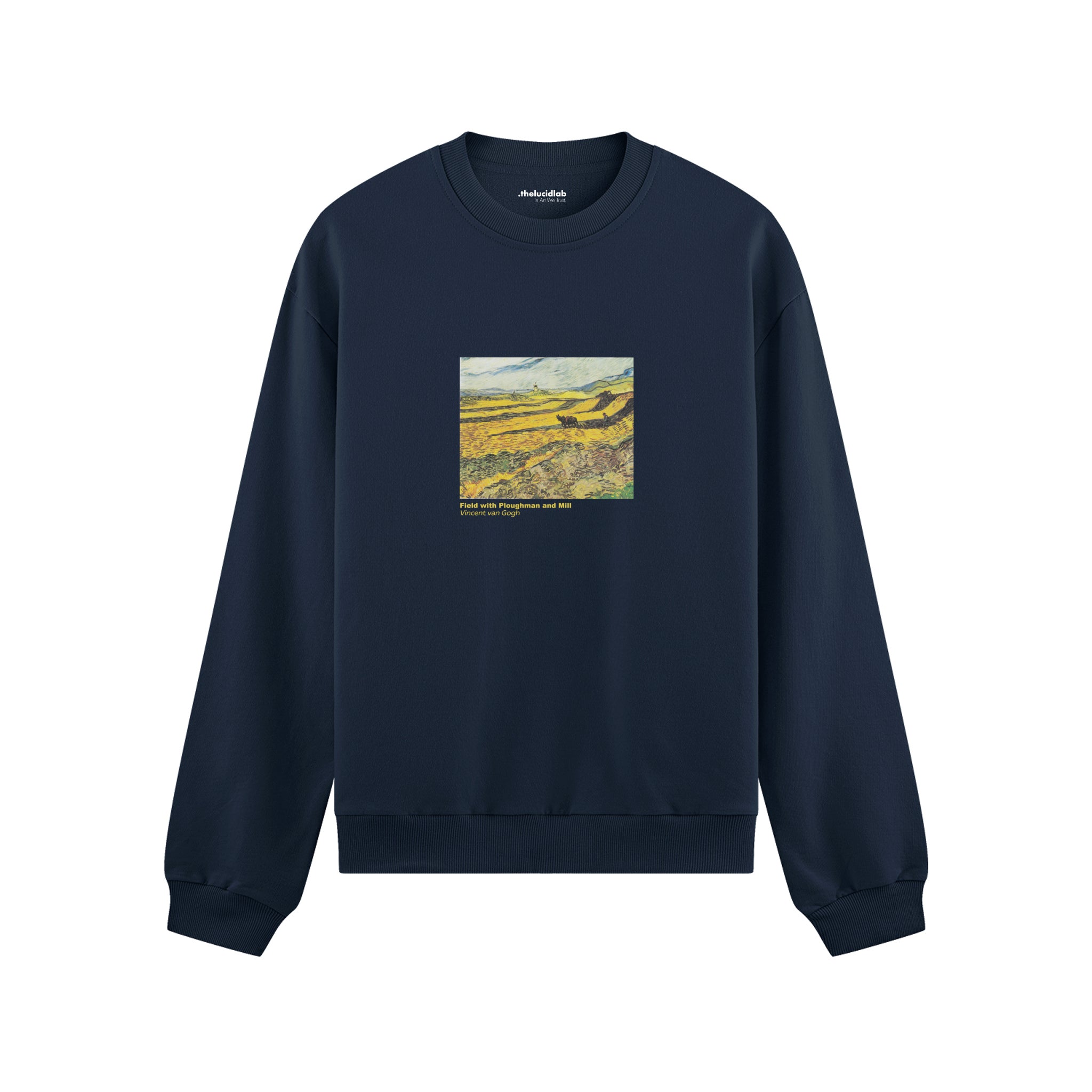 Field with Ploughman and Mill Oversize Sweatshirt – Lacivert