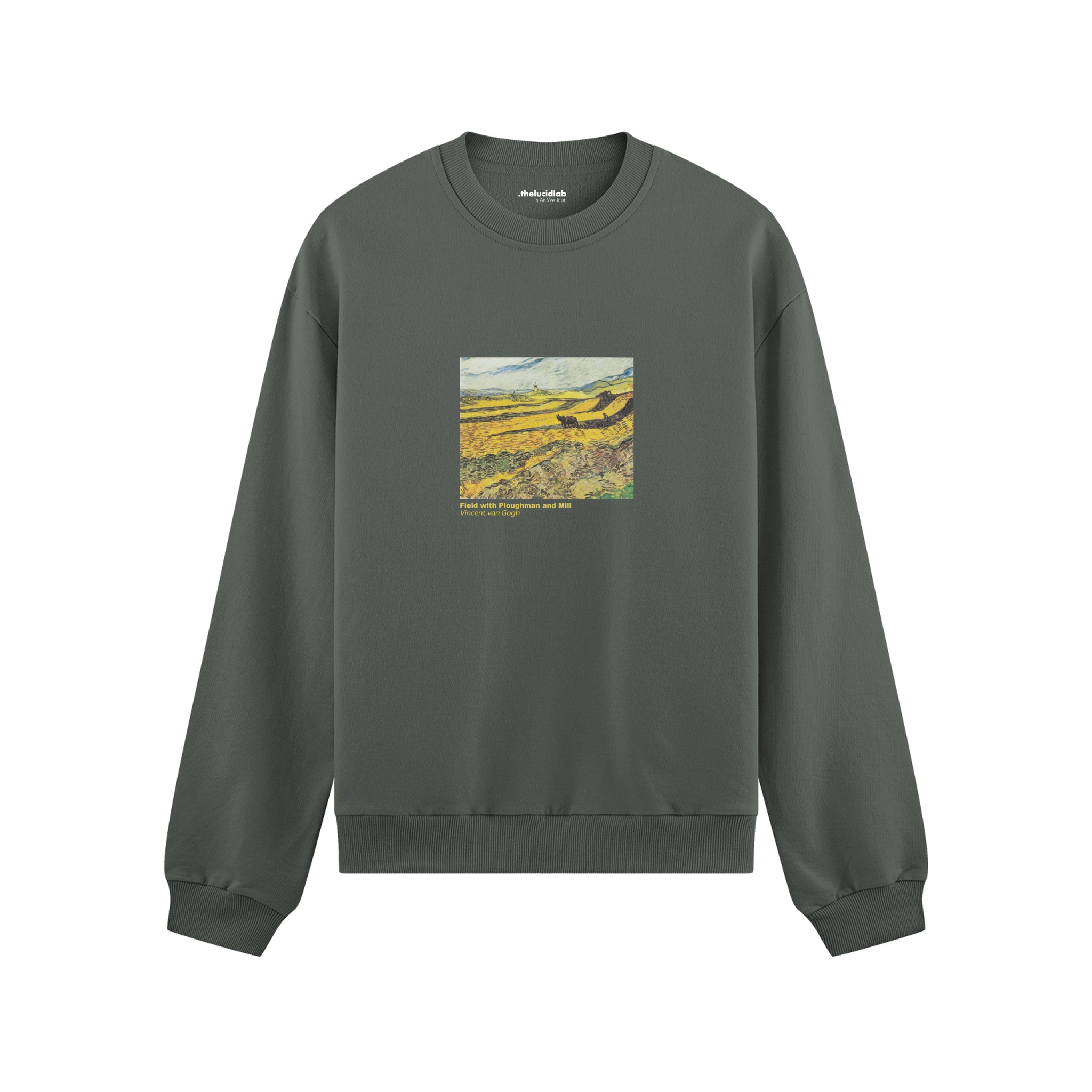 Field with Ploughman and Mill Oversize Sweatshirt – Antrasit
