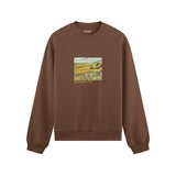 Field with Ploughman and Mill Oversize Sweatshirt – Kahverengi