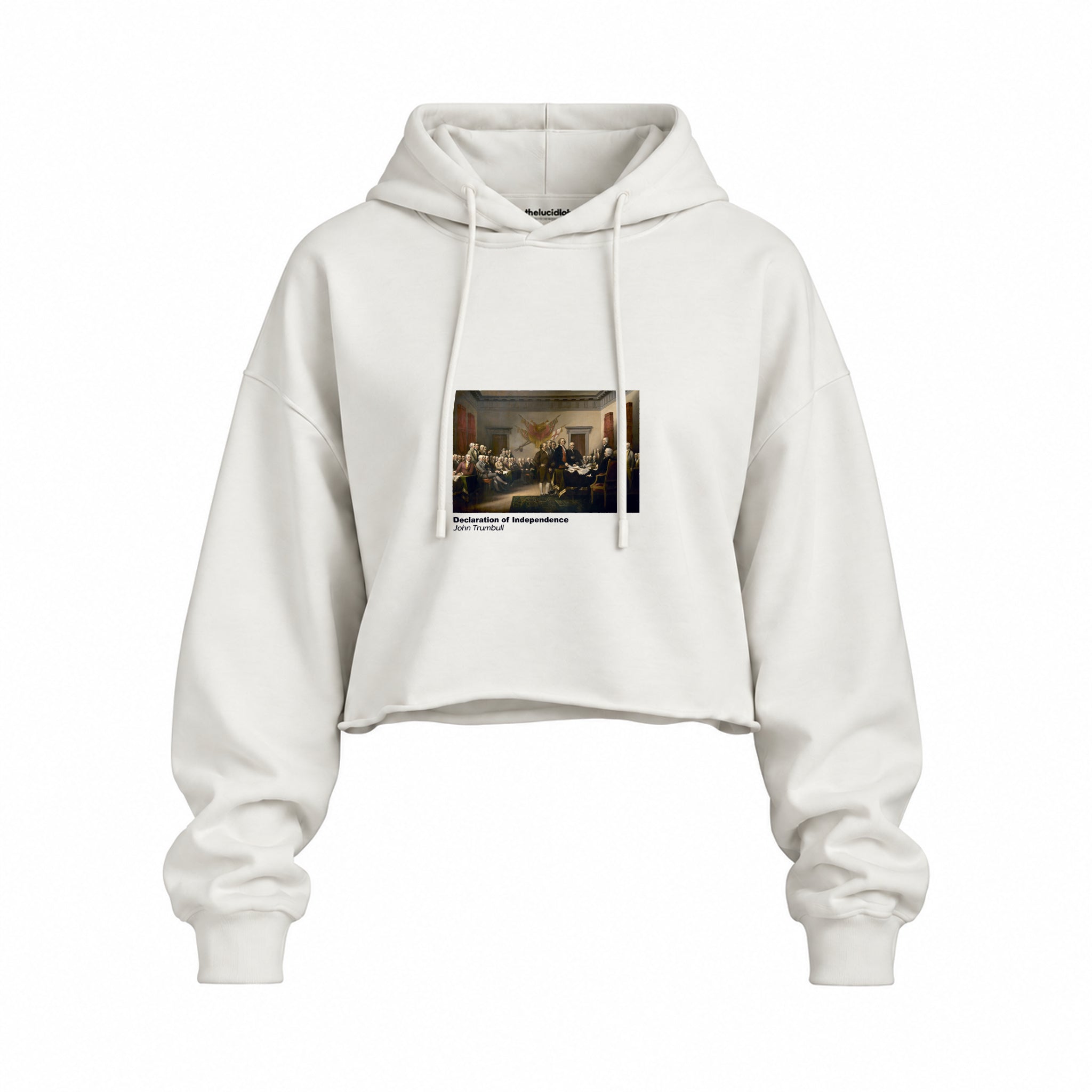 Declaration of Independence Oversize Crop Hoodie – Beyaz