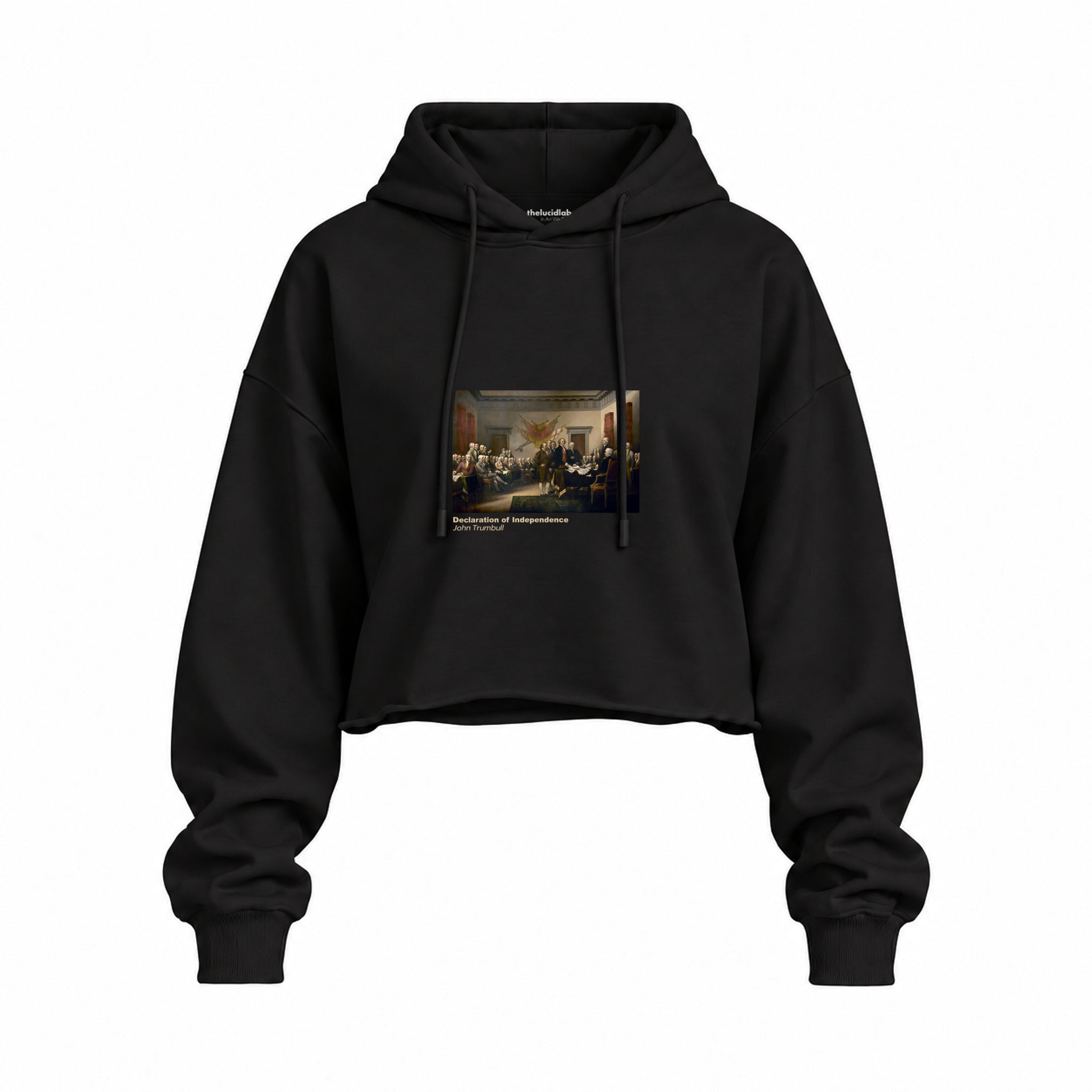 Declaration of Independence Oversize Crop Hoodie – Siyah