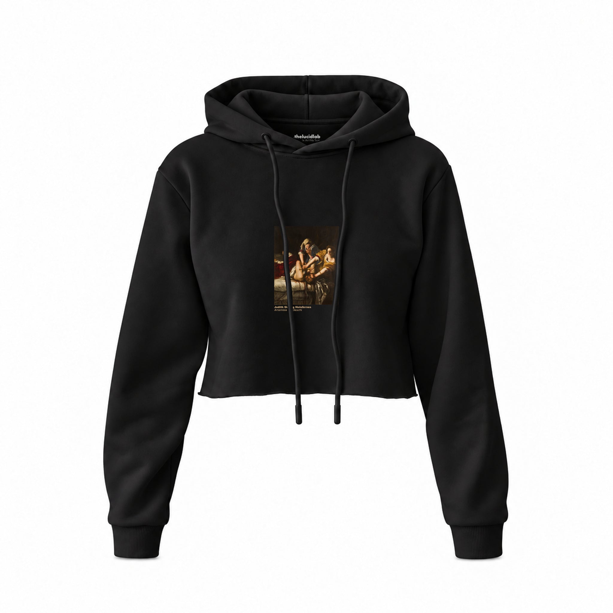 Judith Slaying Holofernes Crop Hoodie – Siyah