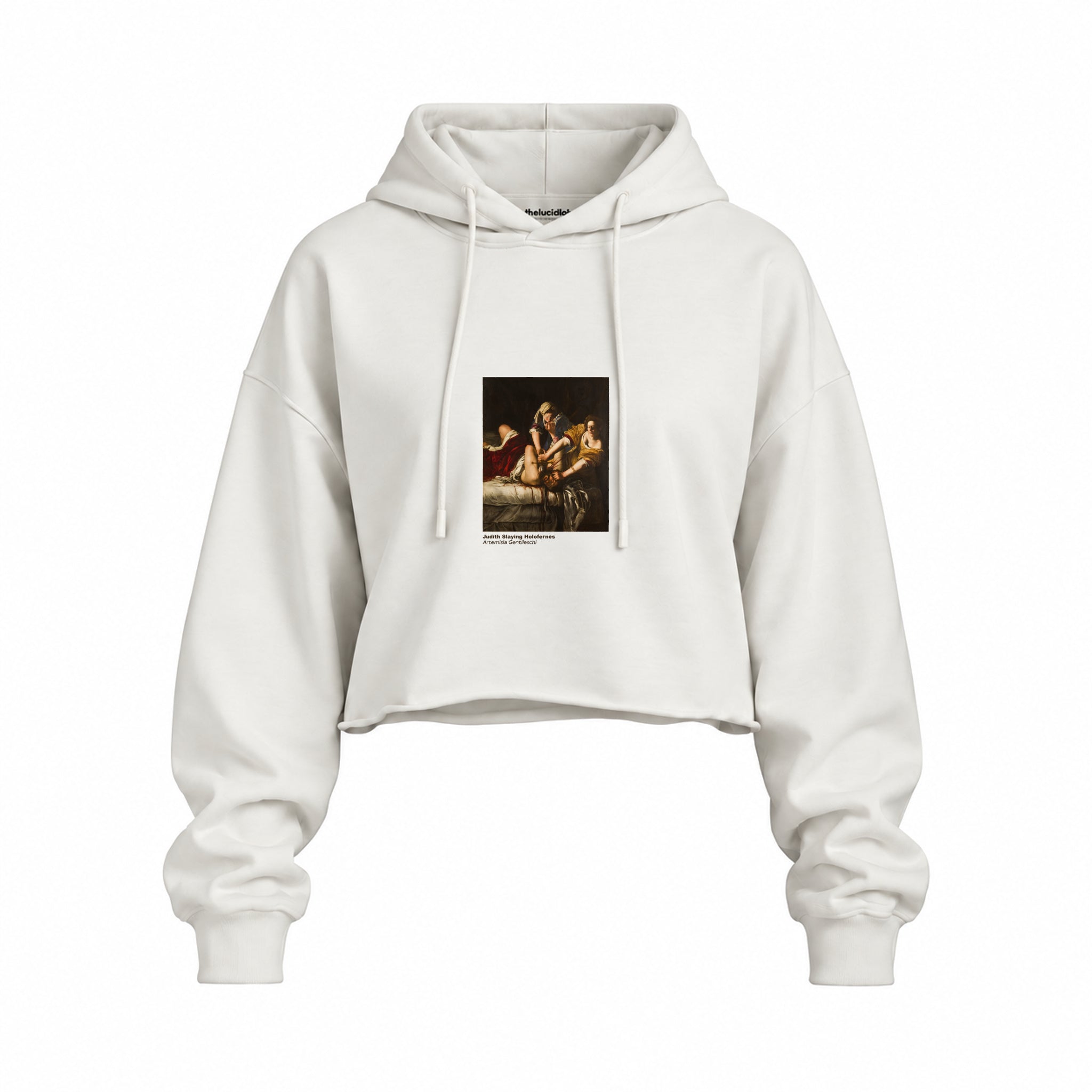 Judith Slaying Holofernes Oversize Crop Hoodie – Beyaz