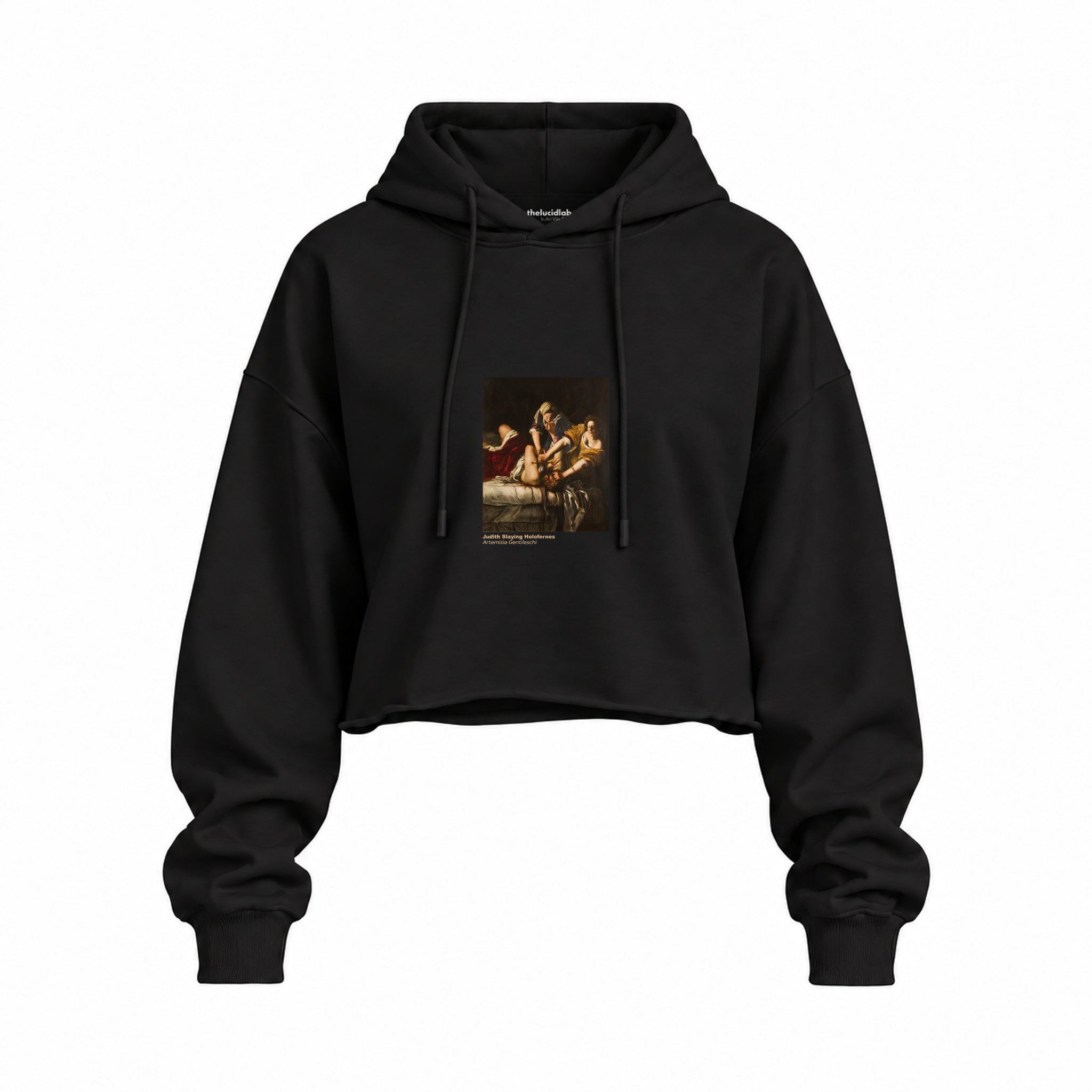 Judith Slaying Holofernes Oversize Crop Hoodie – Siyah