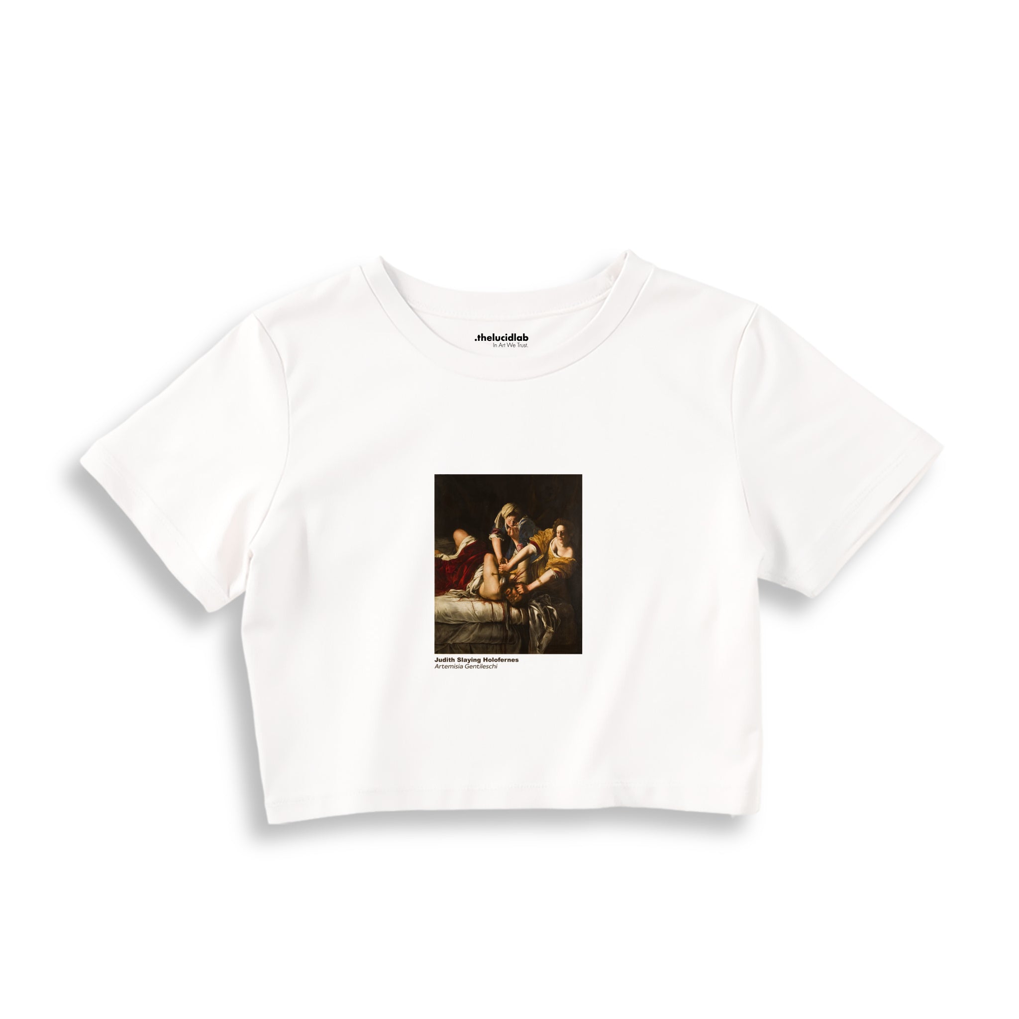 Judith Slaying Holofernes Crop Tişört – Beyaz