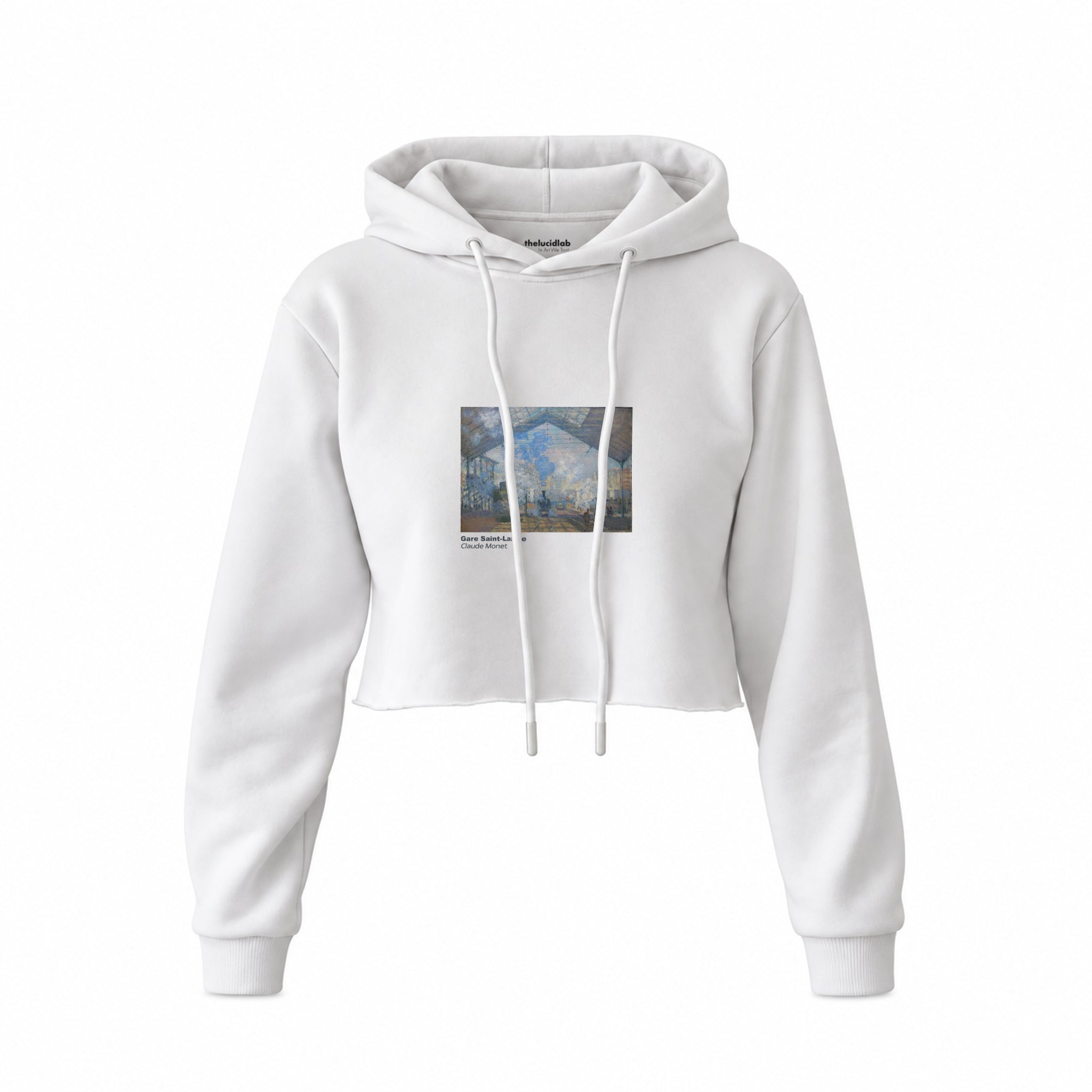 Gare Saint-Lazare Crop Hoodie – Beyaz