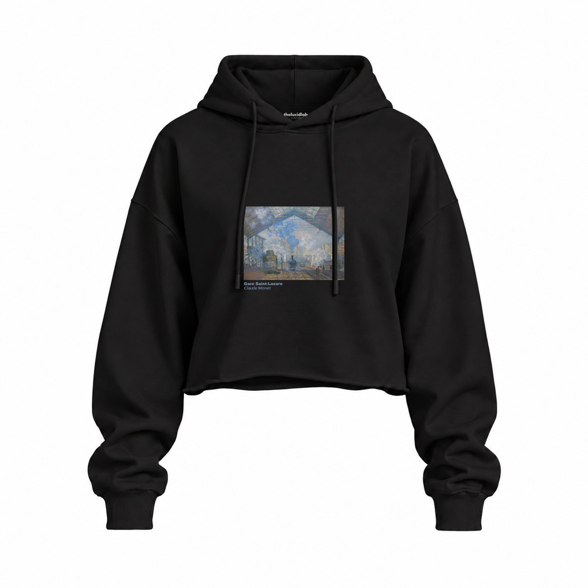 Gare Saint-Lazare Oversize Crop Hoodie – Siyah