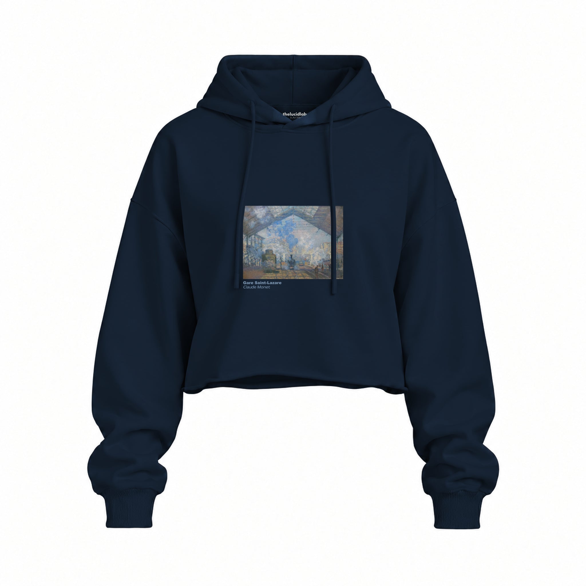 Gare Saint-Lazare Oversize Crop Hoodie – Lacivert