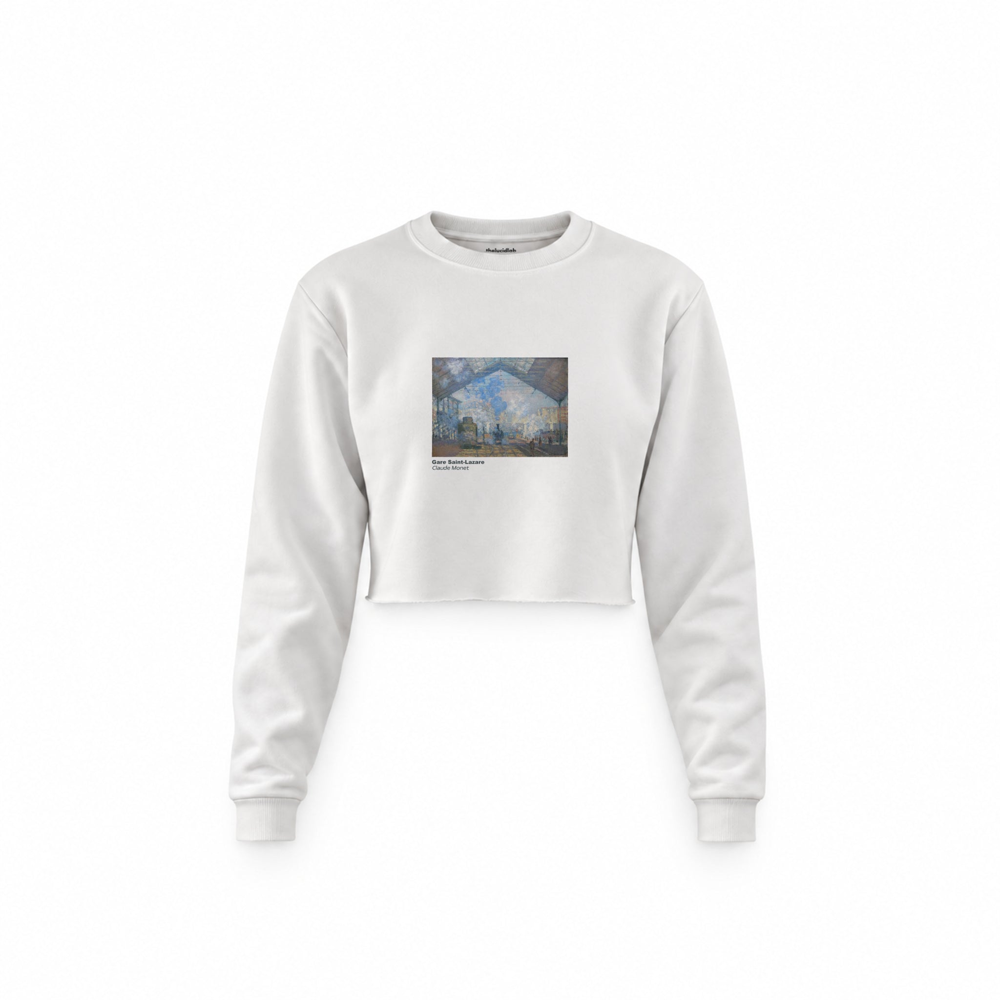 Gare Saint-Lazare Crop Sweatshirt – Beyaz