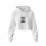 Woman with a Parasol Crop Hoodie – Beyaz