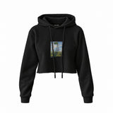 Woman with a Parasol Crop Hoodie – Siyah