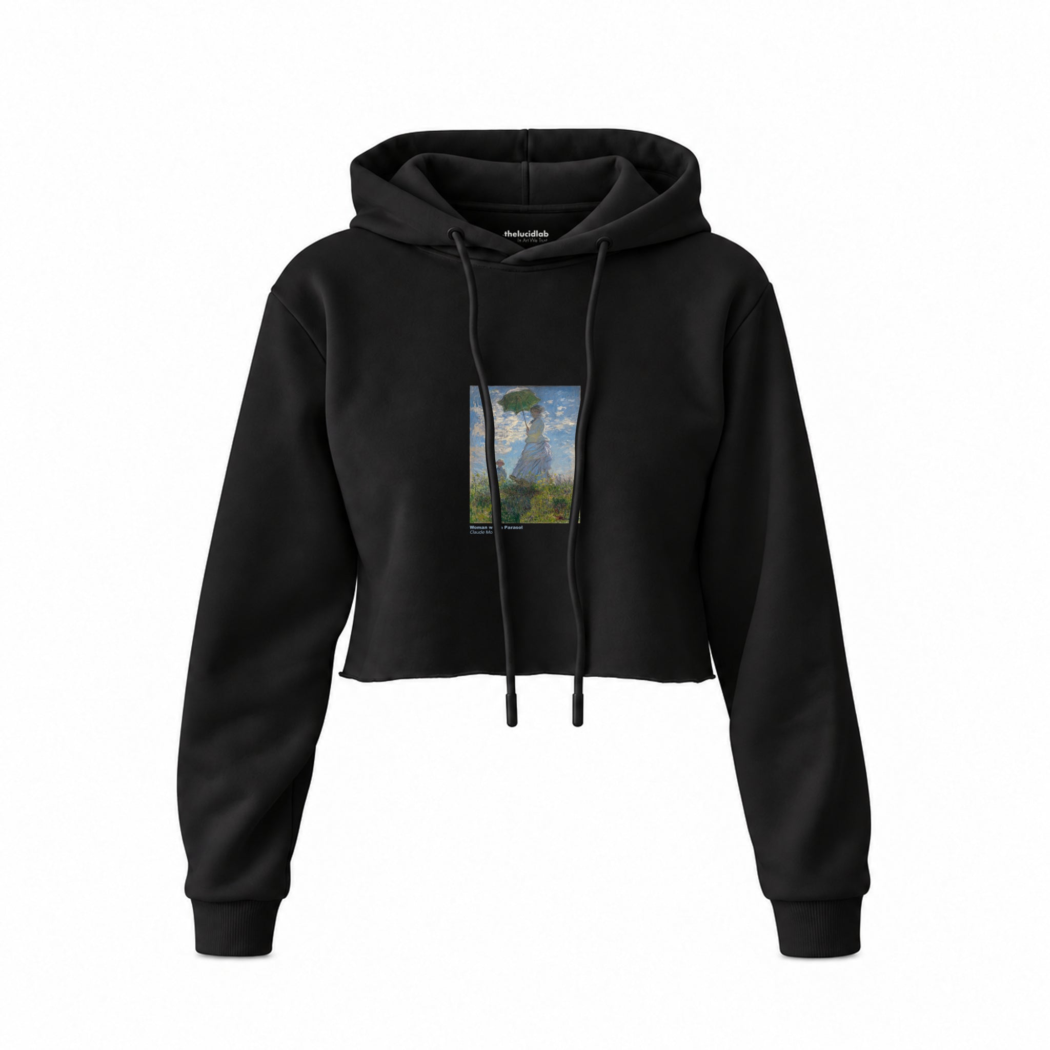 Woman with a Parasol Crop Hoodie – Siyah