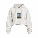 Woman with a Parasol Oversize Crop Hoodie – Beyaz