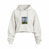 Woman with a Parasol Oversize Crop Hoodie – Beyaz