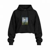 Woman with a Parasol Oversize Crop Hoodie – Siyah