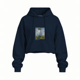 Woman with a Parasol Oversize Crop Hoodie – Lacivert