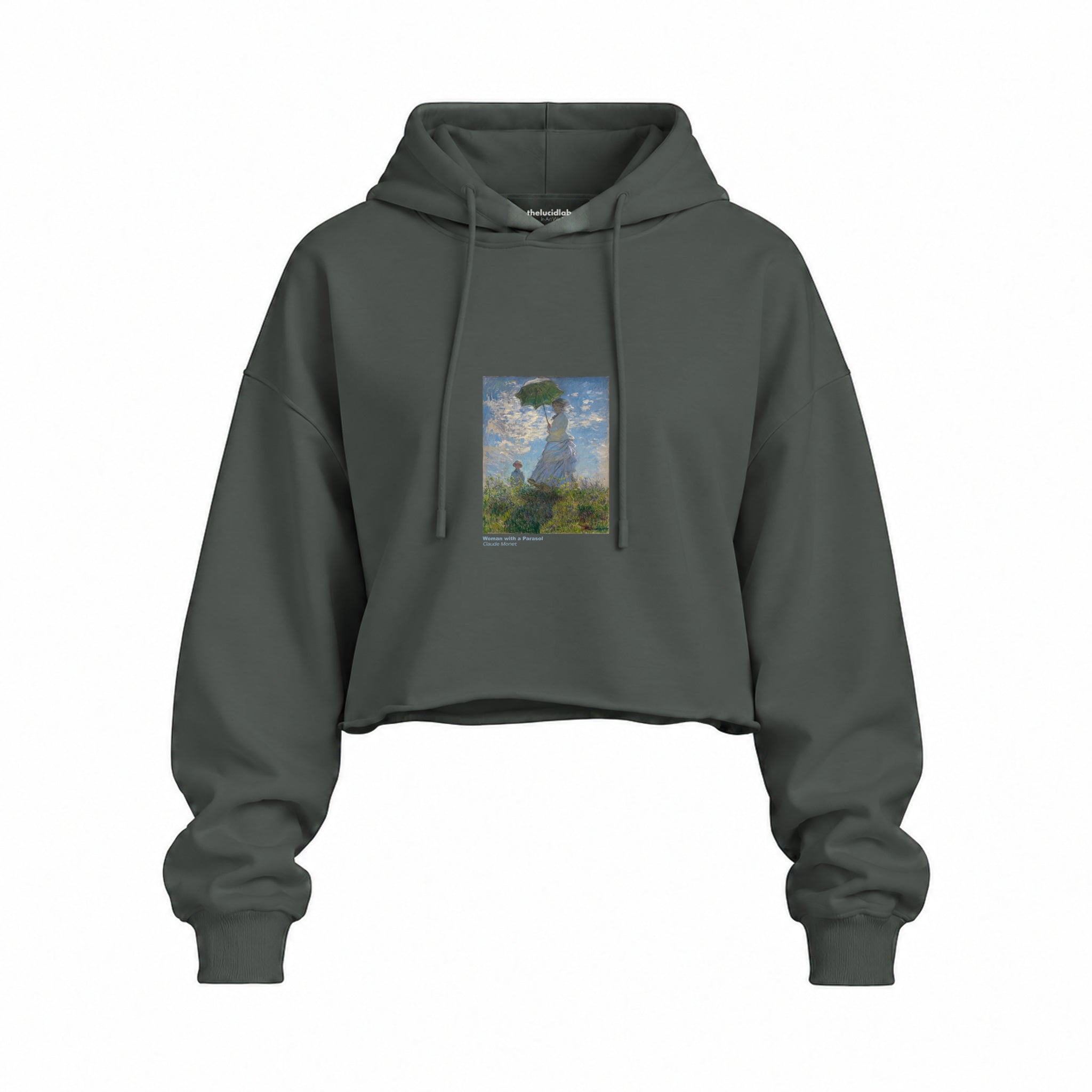 Woman with a Parasol Oversize Crop Hoodie – Antrasit