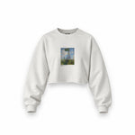 Woman with a Parasol Oversize Crop Sweatshirt – Beyaz
