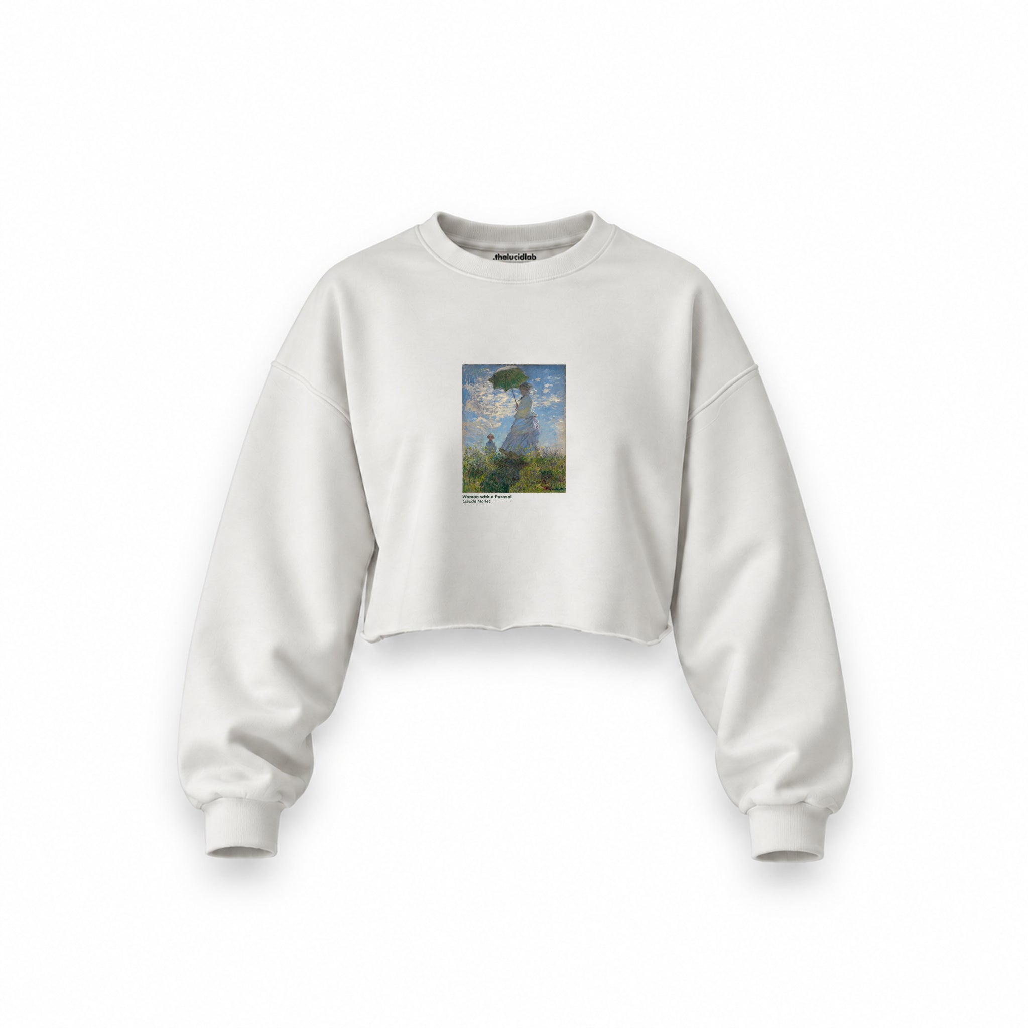 Woman with a Parasol Oversize Crop Sweatshirt – Beyaz