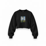 Woman with a Parasol Oversize Crop Sweatshirt – Siyah