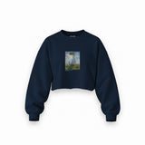 Woman with a Parasol Oversize Crop Sweatshirt – Lacivert
