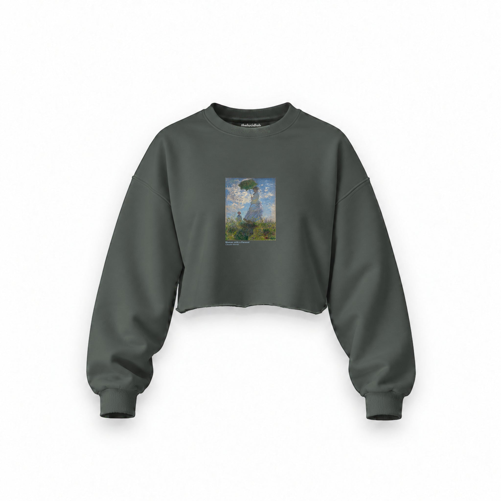 Woman with a Parasol Oversize Crop Sweatshirt – Antrasit