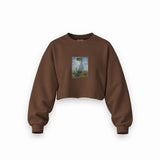 Woman with a Parasol Oversize Crop Sweatshirt – Kahverengi