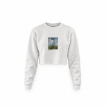Woman with a Parasol Crop Sweatshirt – Beyaz