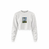 Woman with a Parasol Crop Sweatshirt – Beyaz